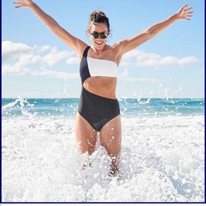 Athleta Color Block Cutout One Piece Swimsuit